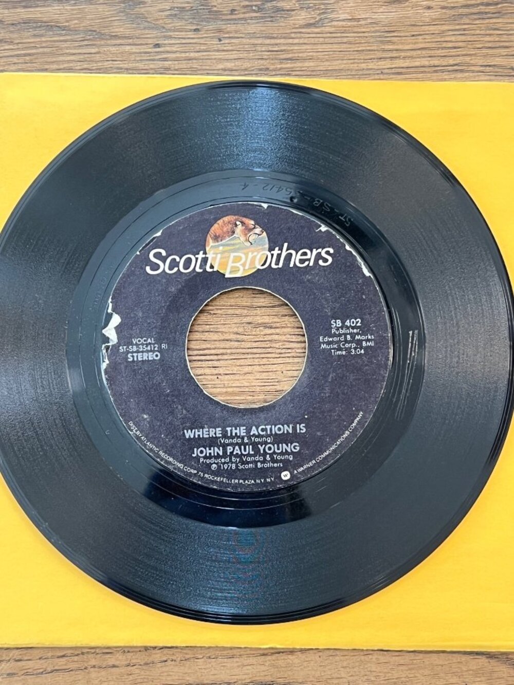 Love Is In The Air/Where The Action Is 45 RPM John Paul Young Scotti Brothers SB